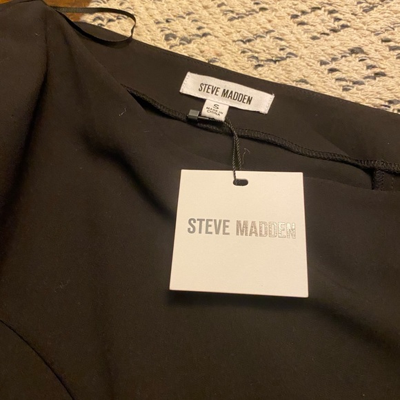 Steve Madden Mini Black One Shoulder Long Sleeve Dress Side Zipper. Sz Small.NWT - Picture 4 of 4